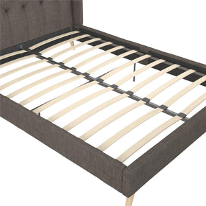 Novogratz Her Majesty Upholstered Bed - Grey Linen - Queen