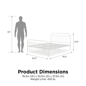 Novogratz Bright Pop Metal Bed - Off White - Full
