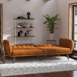 Novogratz Brittany Futon Sofa Bed - Camel Faux Leather