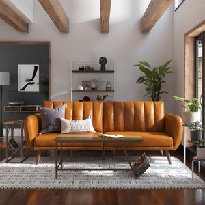 Novogratz Brittany Futon Sofa Bed - Camel Faux Leather