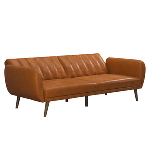 Novogratz Brittany Futon Sofa Bed - Camel Faux Leather
