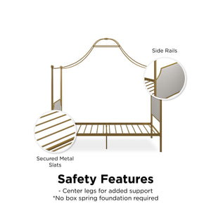 Max & Finn Clementine Canopy Bed - Gold - Twin