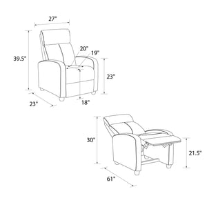 DHP Moby Pushback Recliner - Gray