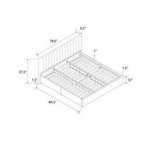 Novogratz Brittany Upholstered Bed with Storage Drawers - Light Gray - King