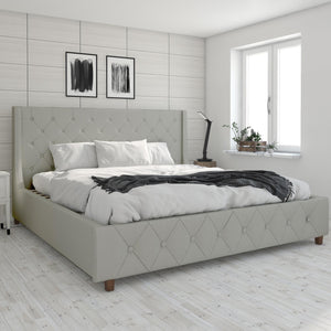 CosmoLiving Mercer Upholstered Bed - Light Gray - King