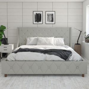 CosmoLiving Mercer Upholstered Bed - Light Gray - King