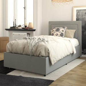 RealRooms Alden Bed with H/B and Storage Drawers - Gray - Twin