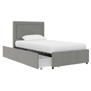 RealRooms Alden Bed with H/B and Storage Drawers - Gray - Twin