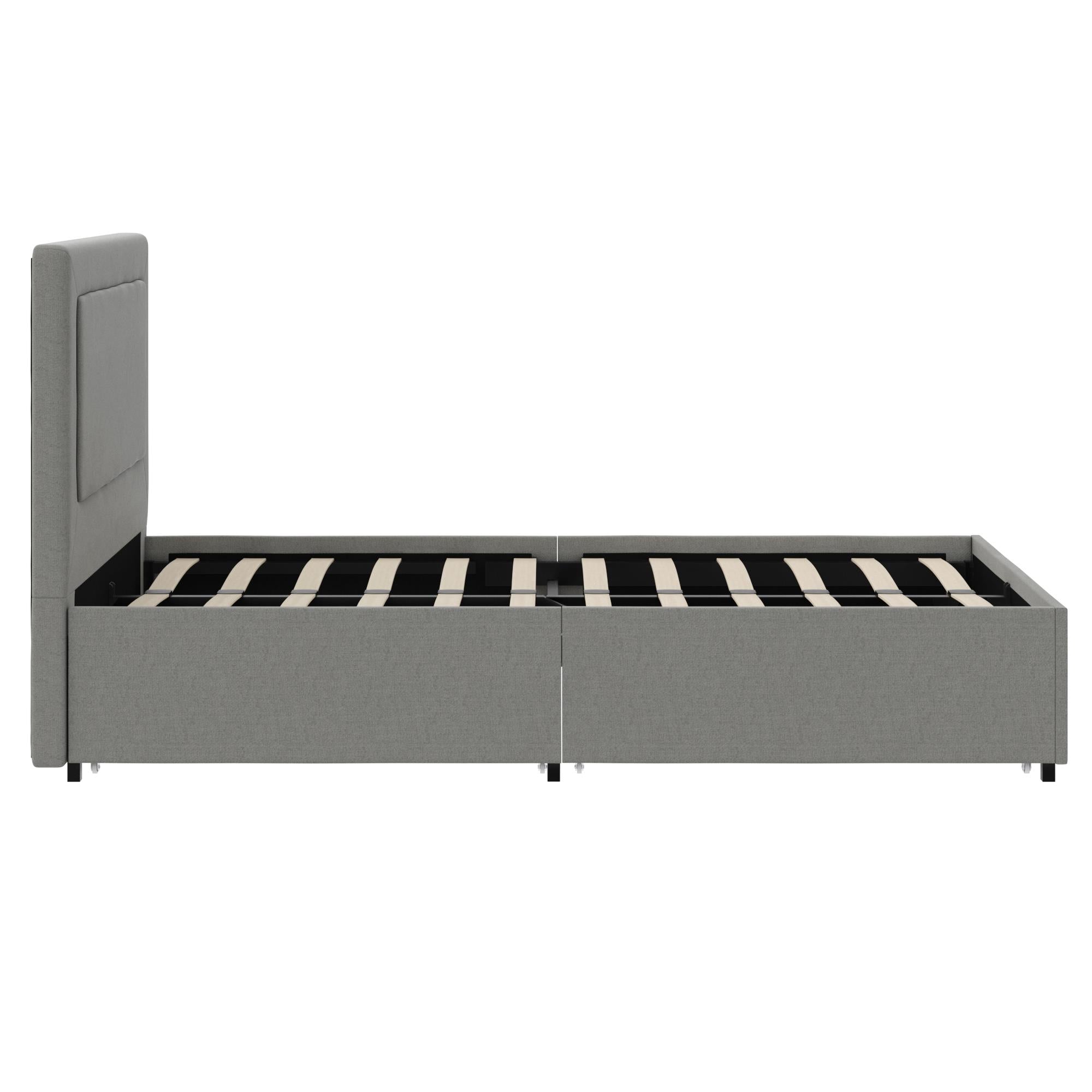 RealRooms Alden Bed with H/B and Storage Drawers - Gray - Twin