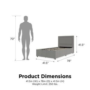 RealRooms Alden Bed with H/B and Storage Drawers - Gray - Twin