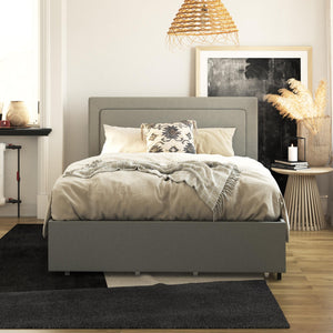 RealRooms Alden Bed with H/B and Storage Drawers - Gray - Full