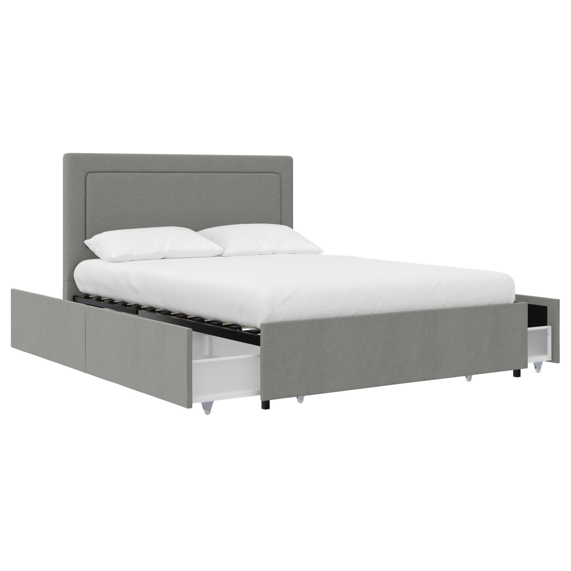 RealRooms Alden Bed with H/B and Storage Drawers - Gray - Full