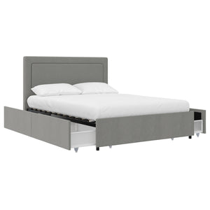 RealRooms Alden Bed with H/B and Storage Drawers - Gray - Full