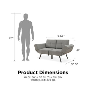 RealRooms Euro Loveseat Futon - Light Gray