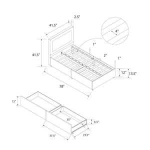 RealRooms Alden Bed with H/B and Storage Drawers - Gray - Twin